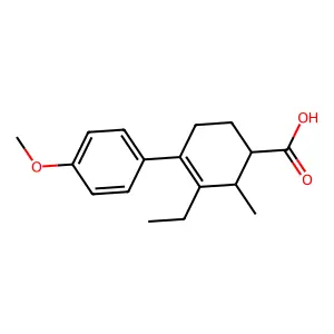 3-ethyl-4-(4-methoxyphenyl)-2-methylcyclohex-3-ene-1-carboxylic acid structure