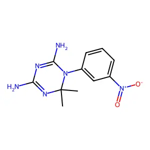 6,6-dimethyl-1-(3-nitrophenyl)-1,3,5-triazine-2,4-diamine structure