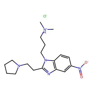 Benzimidazole, 1-(3-dimethylaminopropyl)-5-nitro-2-(pyrrolidin-1-yl)ethyl-, hydrochloride structure