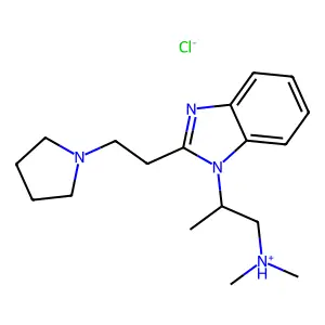 dimethyl-[2-[2-(2-pyrrolidin-1-ylethyl)benzimidazol-1-yl]propyl]azanium chloride structure