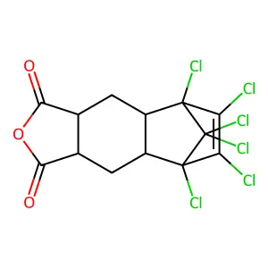 1,11,12,13,14,14-hexachloro-6-oxatetracyclo[9.2.1.02,10.04,8]tetradec-12-ene-5,7-dione structure