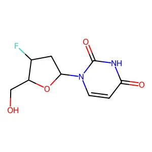 1-[(2S,4S,5R)-4-fluoro-5-(hydroxymethyl)oxolan-2-yl]pyrimidine-2,4-dione structure