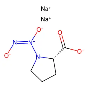 Disodium;1-[oxido(oxidoimino)azaniumyl]pyrrolidine-2-carboxylate structure