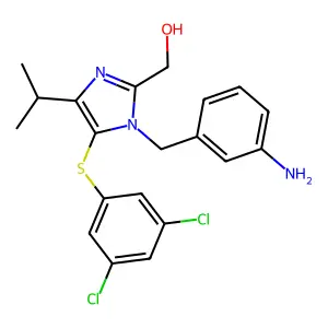 [1-[(3-aminophenyl)methyl]-5-(3,5-dichlorophenyl)sulfanyl-4-propan-2-ylimidazol-2-yl]methanol structure