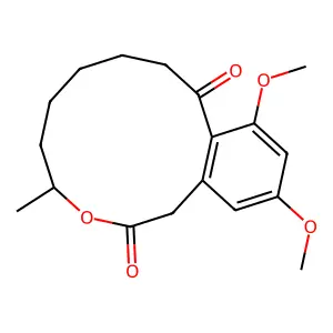 13,15-dimethoxy-5-methyl-4-oxabicyclo[10.4.0]hexadeca-1(12),13,15-triene-3,11-dione structure