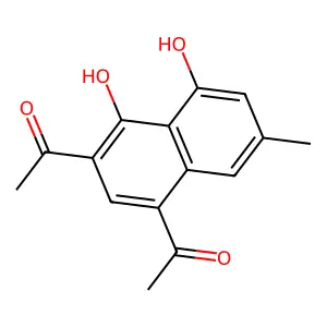 1-(3-acetyl-4,5-dihydroxy-7-methylnaphthalen-1-yl)ethanone structure
