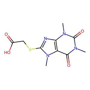 [(1,3,7-trimethyl-2,6-dioxo-2,3,6,7-tetrahydro-1H-purin-8-yl)sulfanyl]acetic acid structure
