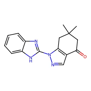 1-(1H-benzimidazol-2-yl)-6,6-dimethyl-1,5,6,7-tetrahydro-4H-indazol-4-one structure