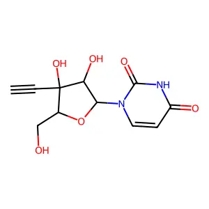 1-[(2R,3R,4S,5R)-4-ethynyl-3,4-dihydroxy-5-(hydroxymethyl)oxolan-2-yl]pyrimidine-2,4-dione structure