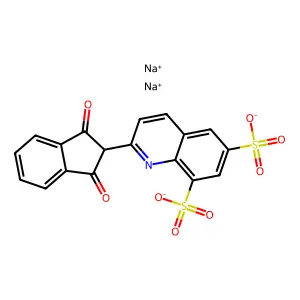 disodium2-(1,3-dioxoinden-2-yl)quinoline-6,8-disulfonate structure