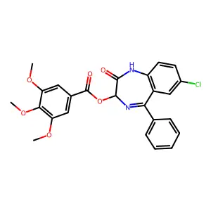 (7-chloro-2-oxo-5-phenyl-1,3-dihydro-1,4-benzodiazepin-3-yl) 3,4,5-trimethoxybenzoate structure