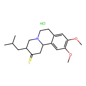1,3,4,6,7,11b-Hexahydro-9,10-dimethoxy-3-(2-methylpropyl)-2-thio-2H-benzo(a)quinolizine HCl structure