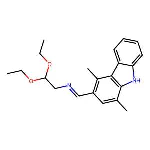 N-(2,2-diethoxyethyl)-1-(1,4-dimethyl-9H-carbazol-3-yl)methanimine structure