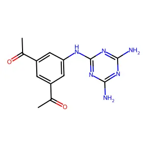 1-[3-acetyl-5-[(4,6-diamino-1,3,5-triazin-2-yl)amino]phenyl]ethanone structure