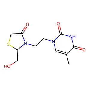 1-[2-[2-(hydroxymethyl)-4-oxo-1,3-thiazolidin-3-yl]ethyl]-5-methylpyrimidine-2,4-dione structure