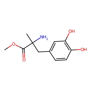 methyl (2S)-2-amino-3-(3,4-dihydroxyphenyl)-2-methylpropanoate structure