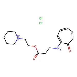 (7-oxocyclohepta-1,3,5-trien-1-yl)-[3-oxo-3-(2-piperidin-1-ium-1-ylethoxy)propyl]azanium dichloride structure