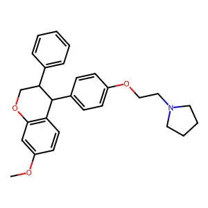 1-[2-[4-(7-methoxy-3-phenyl-3,4-dihydro-2H-chromen-4-yl)phenoxy]ethyl]pyrrolidine structure