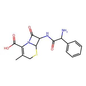 (7R)-7-[[(2R)-2-amino-2-phenylacetyl]amino]-3-methyl-8-oxo-5-thia-1-azabicyclo[4.2.0]oct-2-ene-2-carboxylic acid structure