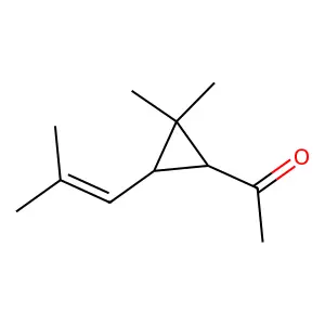 1-[2,2-dimethyl-3-(2-methylprop-1-enyl)cyclopropyl]ethanone structure