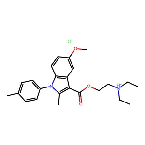 diethyl-[2-[5-methoxy-2-methyl-1-(4-methylphenyl)indole-3-carbonyl]oxyethyl]azanium chloride structure