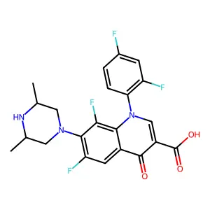 1-(2,4-difluorophenyl)-7-(3,5-dimethylpiperazin-1-yl)-6,8-difluoro-4-oxoquinoline-3-carboxylic acid structure