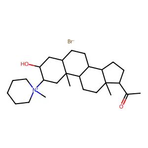 1-[(2S,3S,5S,10S,13S,17S)-3-hydroxy-10,13-dimethyl-2-(1-methylpiperidin-1-ium-1-yl)-2,3,4,5,6,7,8,9,11,12,14,15,16,17-tetradecahydro-1H-cyclopenta[a]phenanthren-17-yl]ethanone bromide structure