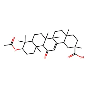 10-acetyloxy-2,4a,6a,6b,9,9,12a-heptamethyl-13-oxo-3,4,5,6,6a,7,8,8a,10,11,12,14b-dodecahydro-1H-picene-2-carboxylic acid structure