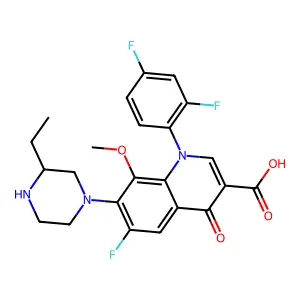 1-(2,4-difluorophenyl)-7-(3-ethylpiperazin-1-yl)-6-fluoro-8-methoxy-4-oxoquinoline-3-carboxylic acid structure