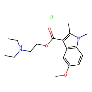 diethyl-[2-(5-methoxy-1,2-dimethylindole-3-carbonyl)oxyethyl]azanium chloride structure
