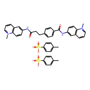 Quinolinium, 1-methyl-6-(p-((1-methylquinolinium-6-yl)carbamoyl)hydrocinnamamido)-, di-p-toluenesulfonate structure