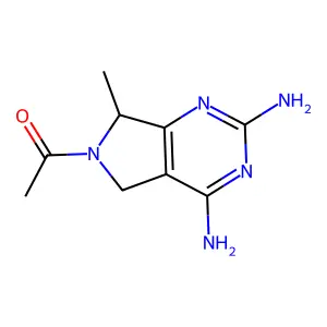 1-(2,4-diamino-7-methyl-5,7-dihydropyrrolo[3,4-d]pyrimidin-6-yl)ethanone structure