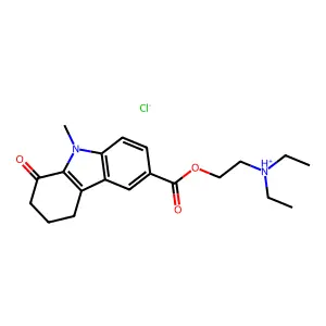 diethyl-[2-(9-methyl-8-oxo-6,7-dihydro-5H-carbazole-3-carbonyl)oxyethyl]azanium chloride structure