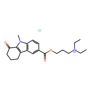 diethyl-[3-(9-methyl-8-oxo-6,7-dihydro-5H-carbazole-3-carbonyl)oxypropyl]azanium chloride structure