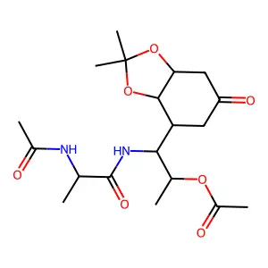 [1-(2-acetamidopropanoylamino)-1-(2,2-dimethyl-6-oxo-4,5,7,7a-tetrahydro-3aH-1,3-benzodioxol-4-yl)propan-2-yl] acetate structure