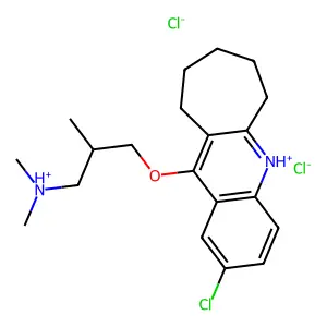 [3-[(2-chloro-7,8,9,10-tetrahydro-6H-cyclohepta[b]quinolin-5-ium-11-yl)oxy]-2-methylpropyl]-dimethylazanium dichloride structure
