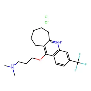 dimethyl-[3-[[3-(trifluoromethyl)-7,8,9,10-tetrahydro-6H-cyclohepta[b]quinolin-5-ium-11-yl]oxy]propyl]azanium dichloride structure