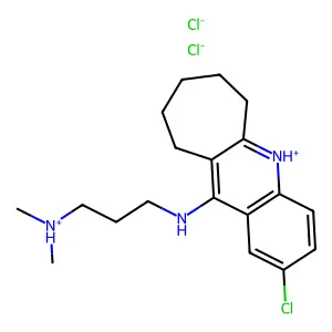3-[(2-chloro-7,8,9,10-tetrahydro-6H-cyclohepta[b]quinolin-5-ium-11-yl)amino]propyl-dimethylazanium dichloride structure
