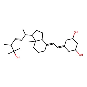 trans-(1R,3R)-5-[2-[(1R,3aS,7aR)-1-[(2R,5S)-6-hydroxy-5,6-dimethylhept-3-en-2-yl]-7a-methyl-2,3,3a,5,6,7-hexahydro-1H-inden-4-ylidene]ethylidene]cyclohexane-1,3-diol structure