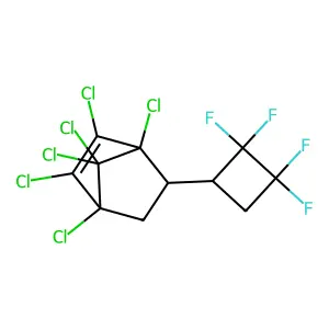 1,2,3,4,7,7-hexachloro-5-(2,2,3,3-tetrafluorocyclobutyl)bicyclo[2.2.1]hept-2-ene structure