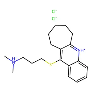 dimethyl-[3-(7,8,9,10-tetrahydro-6H-cyclohepta[b]quinolin-5-ium-11-ylsulfanyl)propyl]azanium dichloride structure
