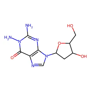 1,2-diamino-9-[(2R,4S,5R)-4-hydroxy-5-(hydroxymethyl)oxolan-2-yl]purin-6-one structure