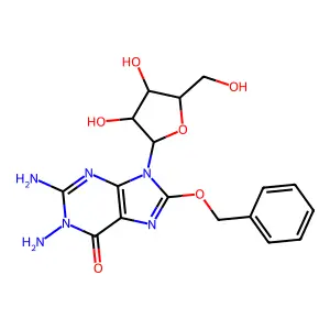 1,2-diamino-9-[3,4-dihydroxy-5-(hydroxymethyl)oxolan-2-yl]-8-phenylmethoxypurin-6-one structure