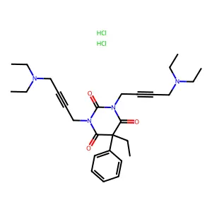 Barbituric acid, 1,3-bis(4-(diethylamino)-2-butynyl)-5-ethyl-5-phenyl-, dihydrochloride structure