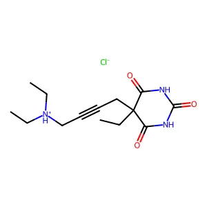5-Ethyl-5-(4-diethylamino-2-butynyl)barbituric acid hydrochloride structure
