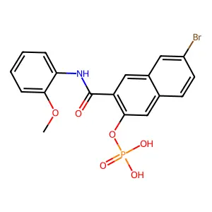 [6-bromo-3-[(2-methoxyphenyl)carbamoyl]naphthalen-2-yl] dihydrogen phosphate structure