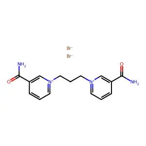 1-[3-(3-carbamoylpyridin-1-ium-1-yl)propyl]pyridin-1-ium-3-carboxamide dibromide structure
