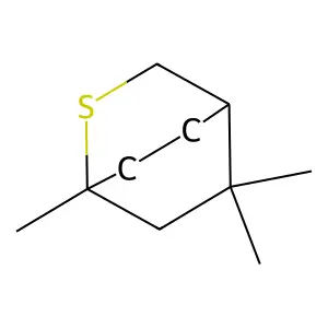 (+)-1,5,5-trimethyl-2-thiabicyclo[2.2.2]octane structure