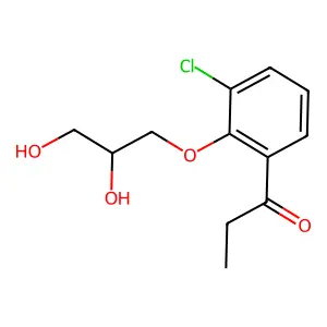 1-[3-chloro-2-(2,3-dihydroxypropoxy)phenyl]propan-1-one structure