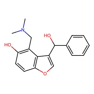 4-[(dimethylamino)methyl]-3-[hydroxy(phenyl)methyl]-1-benzofuran-5-ol structure